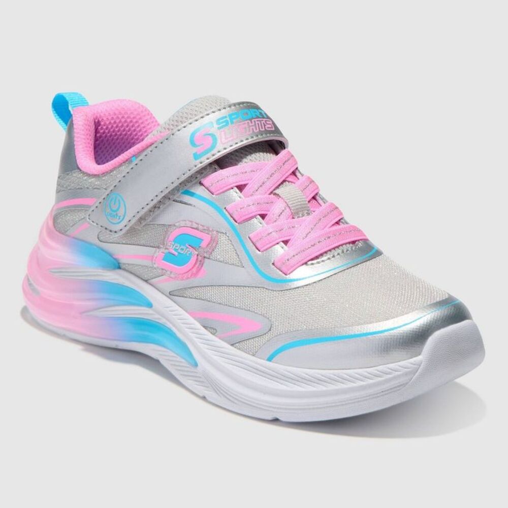 S Sport By Skechers Kids' Wave Princess Hook and Loop Sneakers - Silver 1